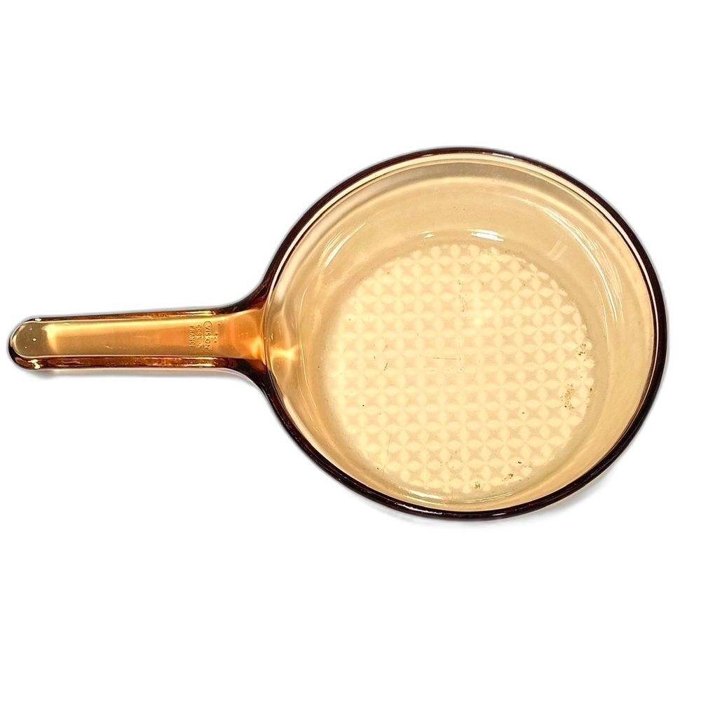 Vintage 80s Corning Pyrex Visions Amber 7” Skillet Made in France